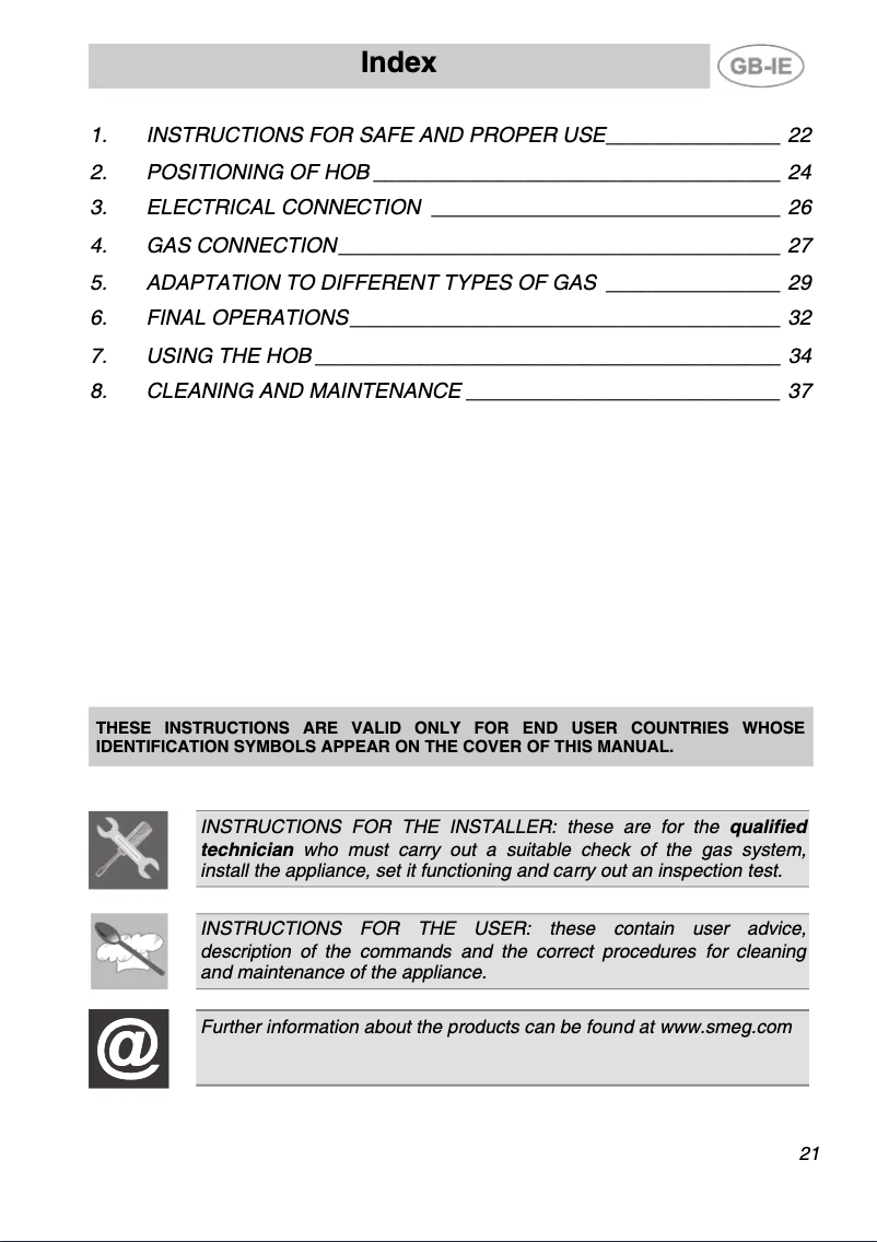 Page n°1 - Manuel utilisateur Smeg SE264SGH3