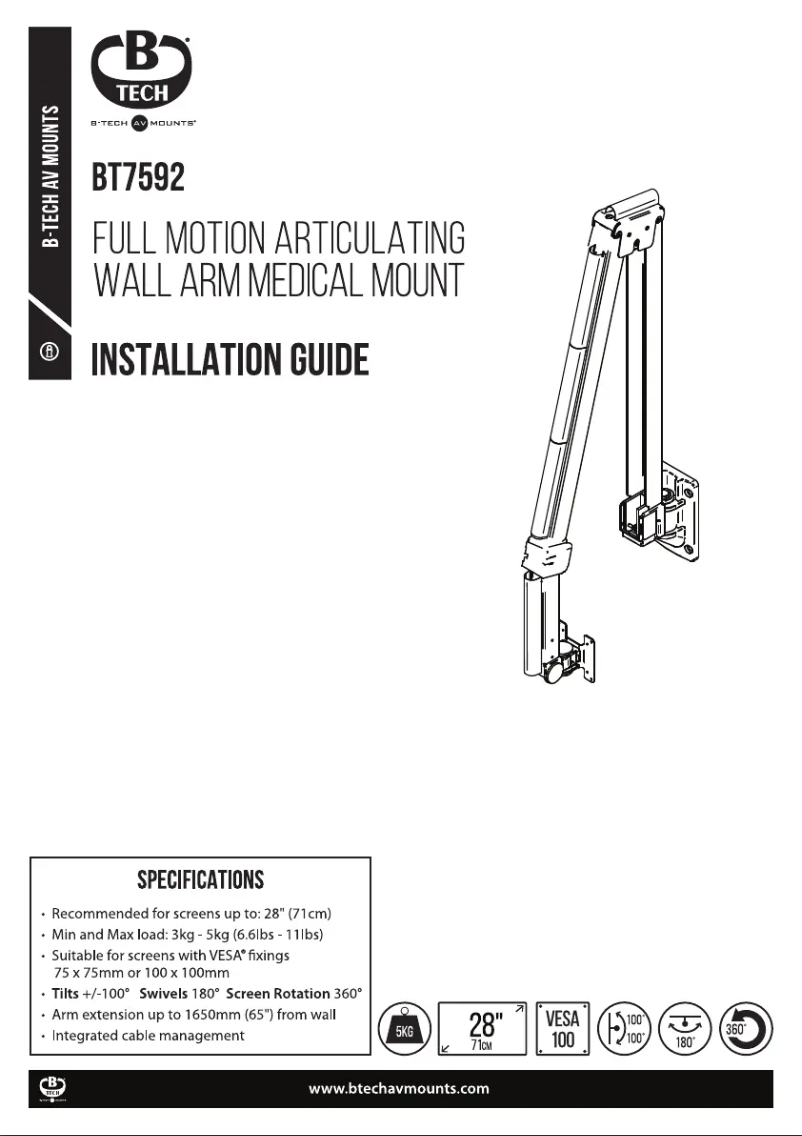 Page 1 de la notice Guide d'installation B-Tech BT7592