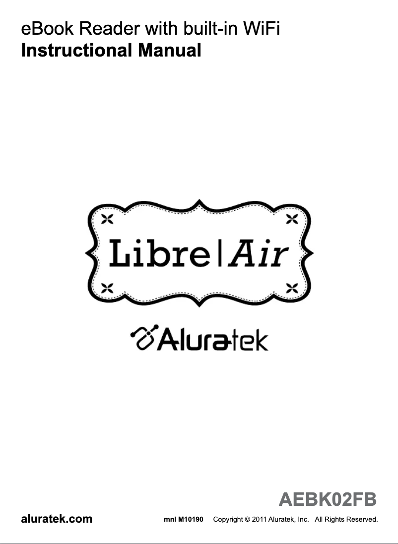 Page 1 de la notice Manuel utilisateur Aluratek Libre-Air AEBK02FB