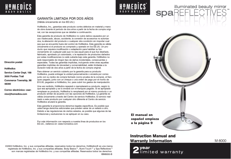 Página 1 del manual Manual de usuario Homedics M-8000