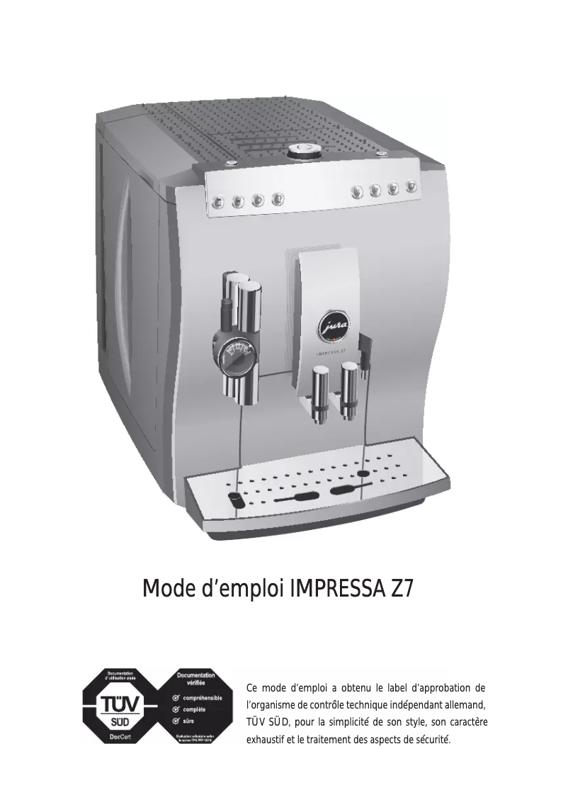 Image de la première page du manuel de l'appareil IMPRESSA Z7