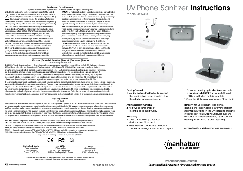 Page 1 de la notice Manuel utilisateur Manhattan 425384