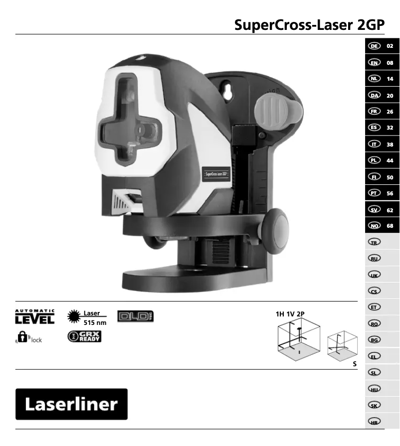 Image de la première page du manuel de l'appareil SuperCross-Laser 2GP