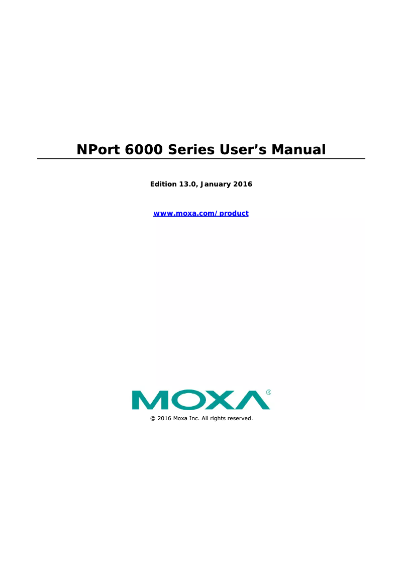 Page 1 de la notice Manuel utilisateur Moxa NPORT 6150