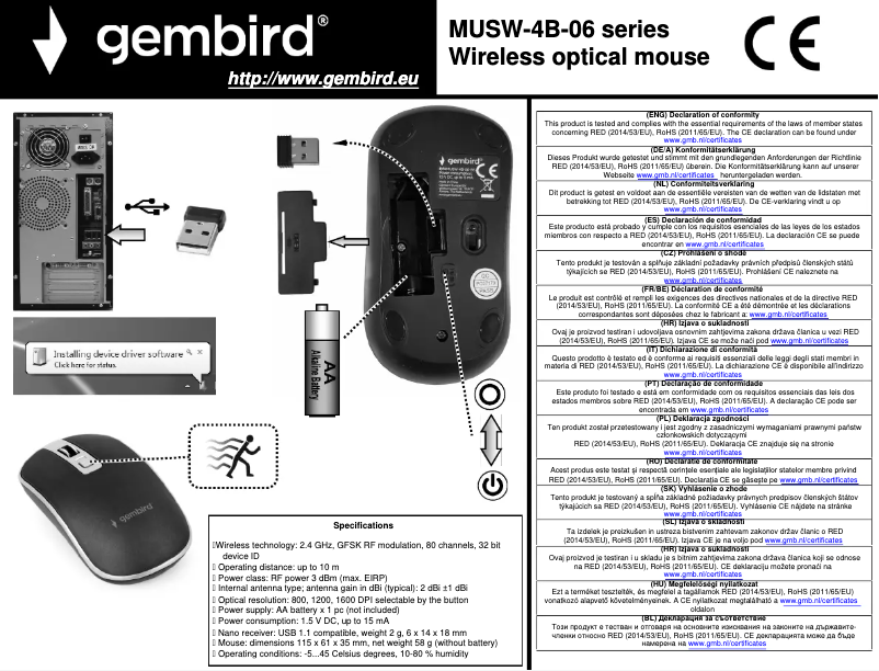 Page n°1 - Manuel utilisateur Gembird MUSW-4B-06-BS