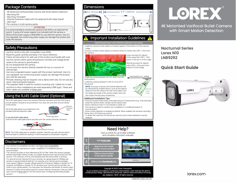 Image de la première page du manuel de l'appareil LNB9292