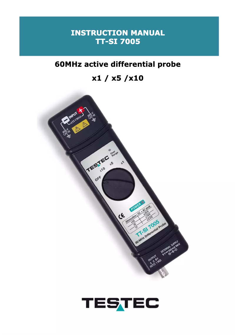 Page n°1 - Manuel utilisateur Testec TT-SI 7005