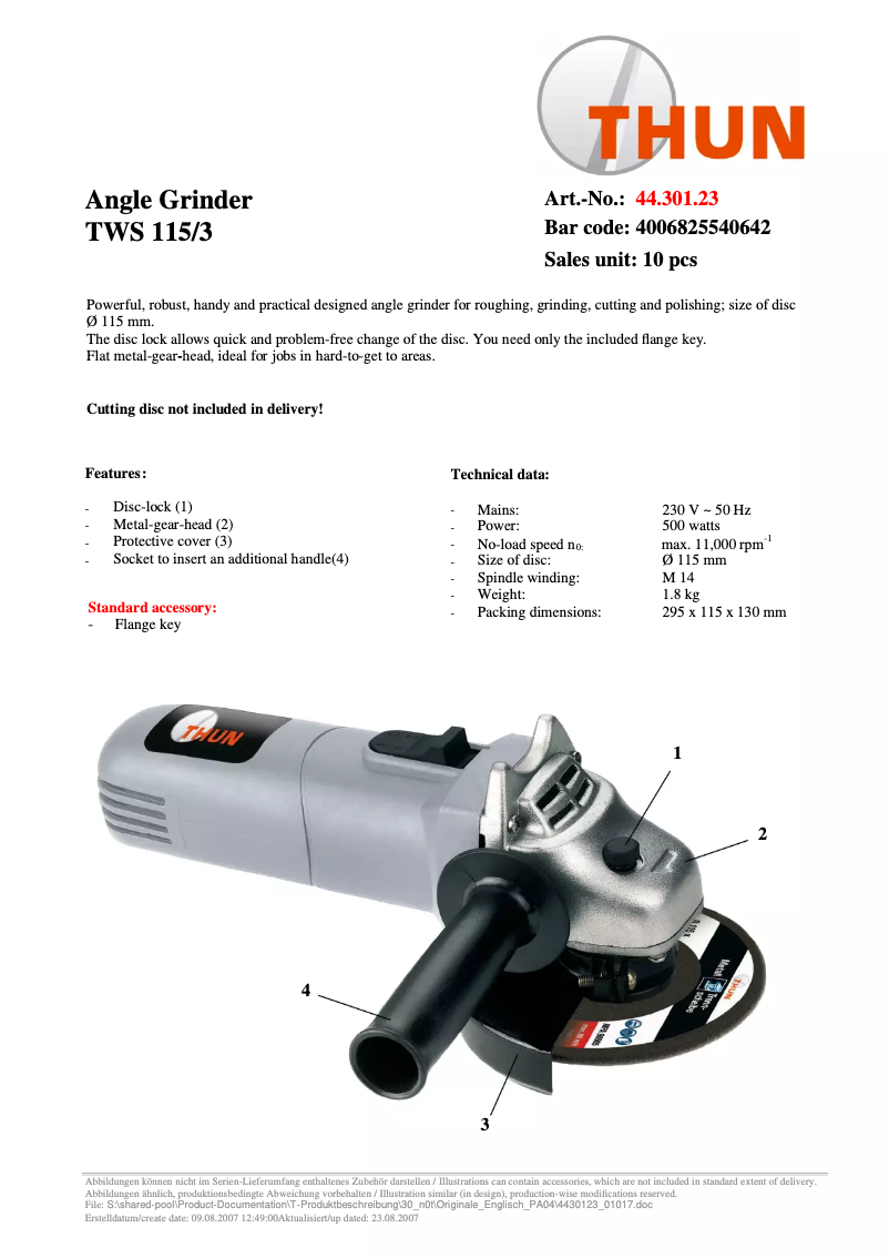 Image de la première page du manuel de l'appareil TWS 115/3