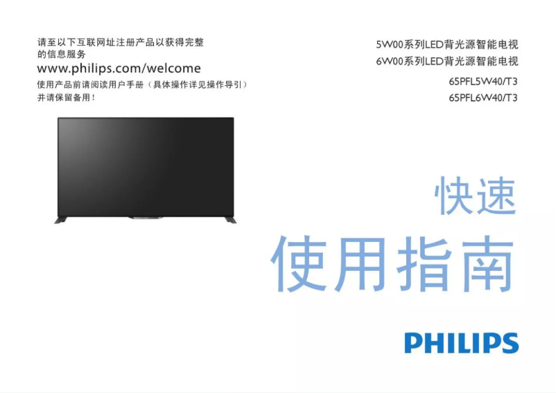 Page 1 of the manual Quick Start Guide Philips 6000 series 65PFL6W40