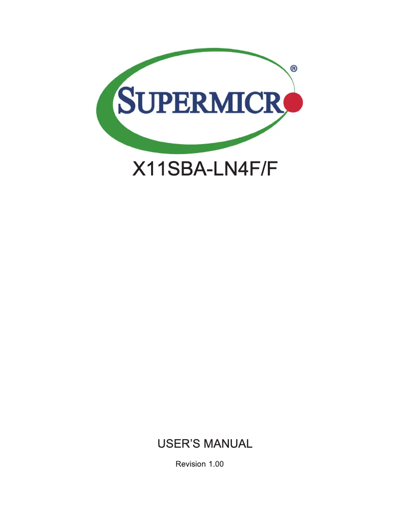 Page 1 de la notice Manuel utilisateur Supermicro X11SBA-LN4F/F