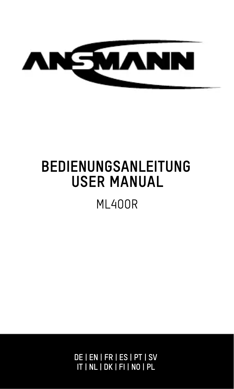 Page 1 de la notice Manuel utilisateur Ansmann ML400R