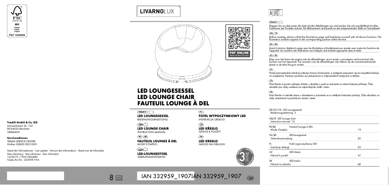 Page n°1 - Manuel utilisateur Livarno Lux Fauteuil lounge à DEL