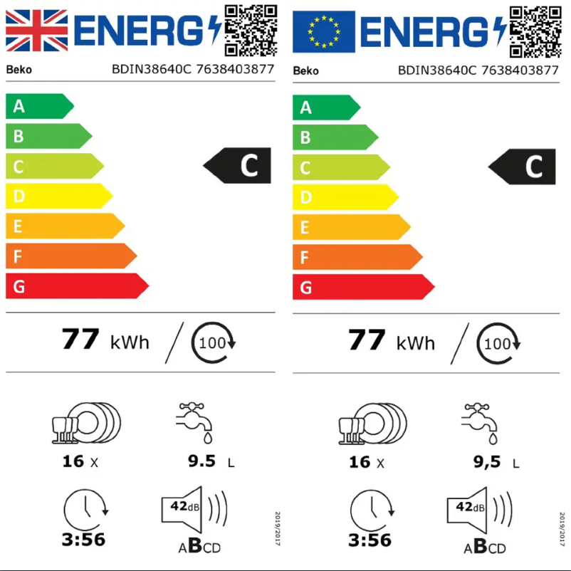 Page n°1 - Label énergétique Beko BDIN38640C