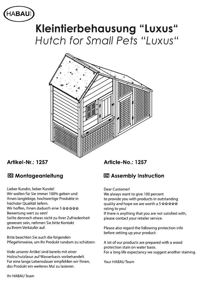 Page 1 de la notice Manuel utilisateur HABAU Luxus
