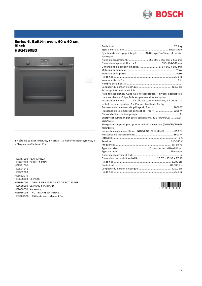 Image de la première page du manuel de l'appareil HBG4390B3