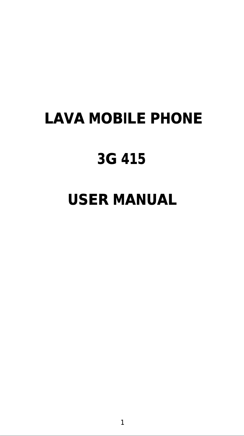 Page 1 de la notice Manuel utilisateur Lava 3G 415