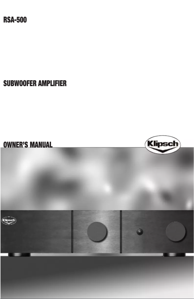 Page n°1 - Manuel utilisateur Klipsch RSA-500