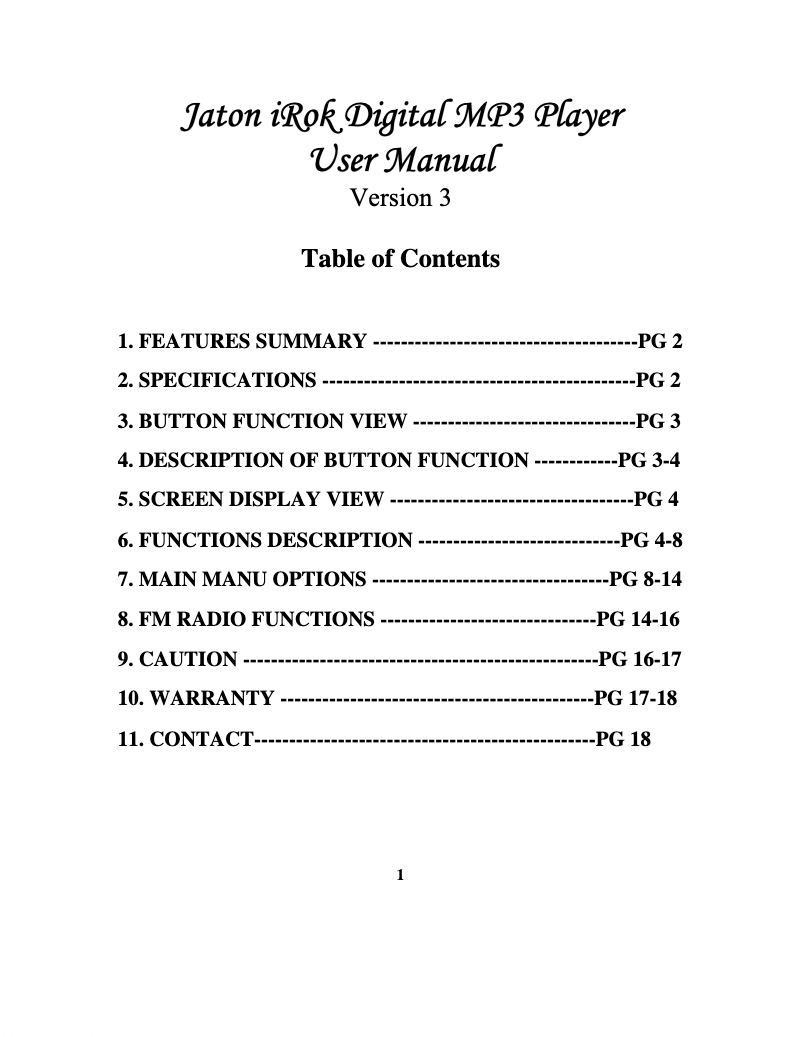 Image de la première page du manuel de l'appareil iRok