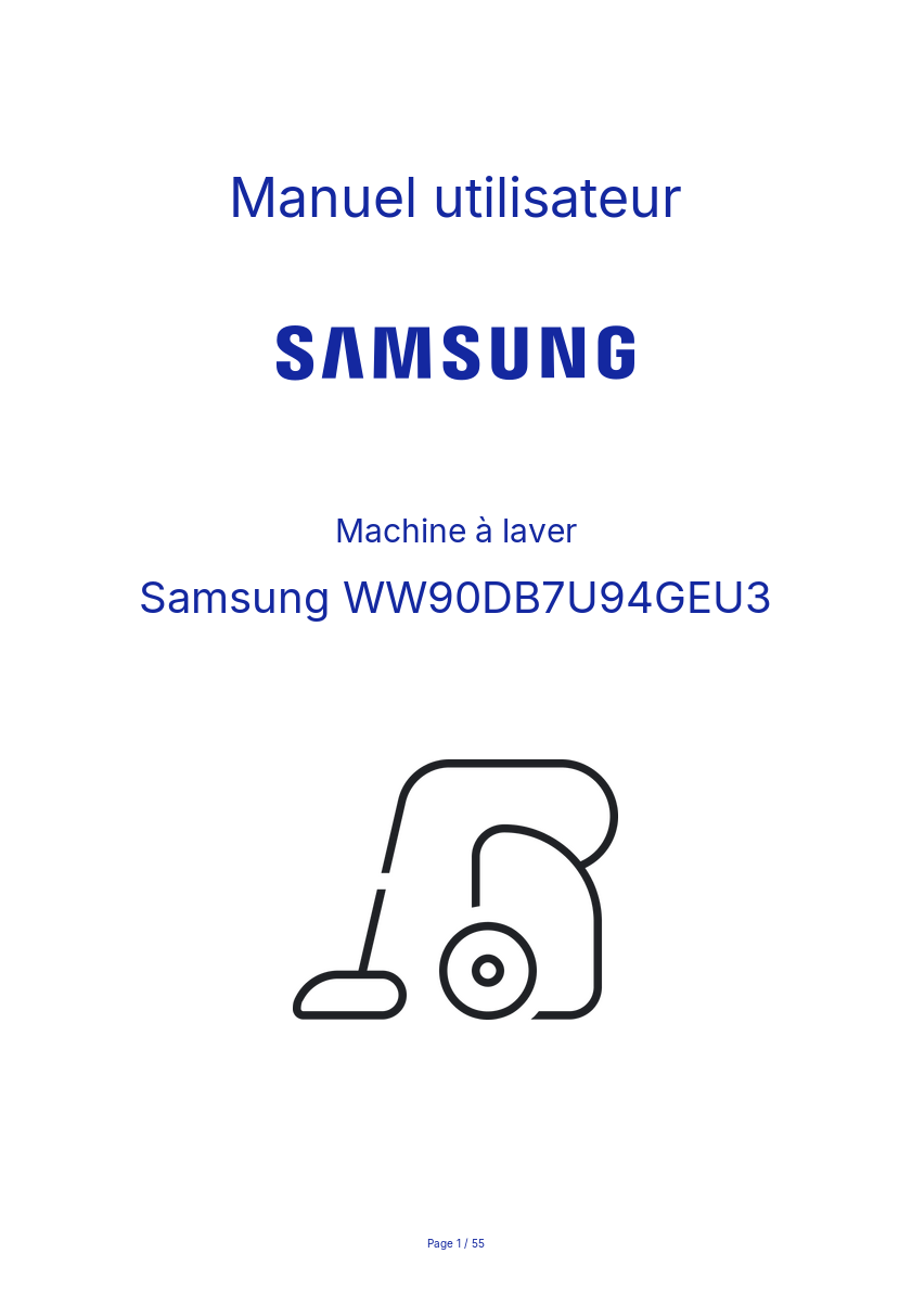 Page n°1 - Manuel utilisateur Samsung WW90DB7U94GEU3