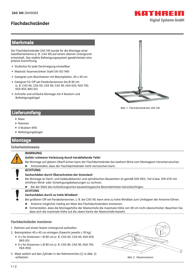 Page n°1 - Manuel utilisateur Kathrein ZAS 140