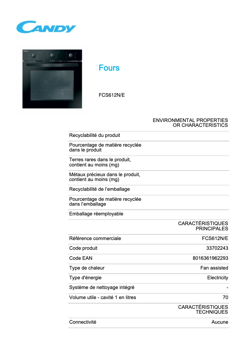 Image de la première page du manuel de l'appareil FCS612N/E