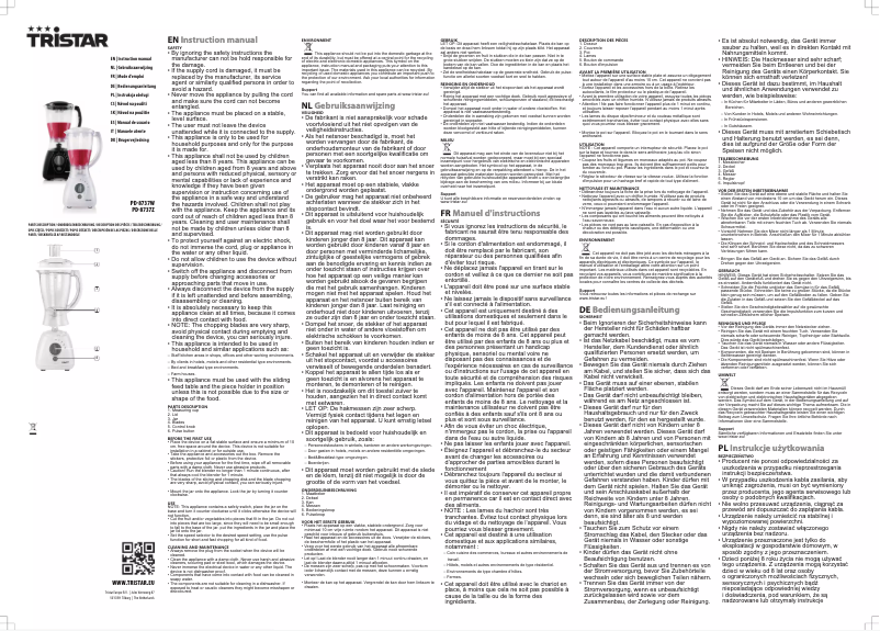 Page n°1 - Manuel utilisateur TriStar PD-8737Z