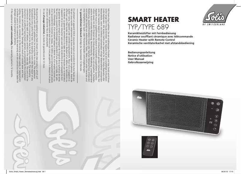 Page 1 de la notice Manuel utilisateur Solis Smart Heater 689