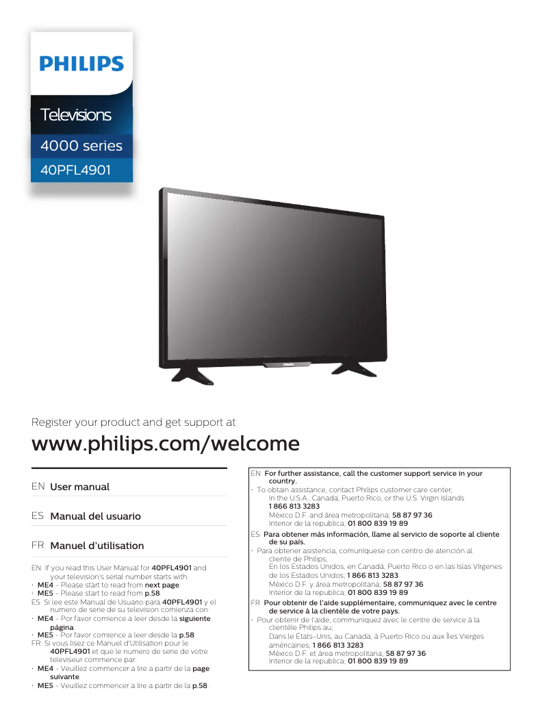 Page 1 of the manual User Manual Philips 4000 series 40PFL4901