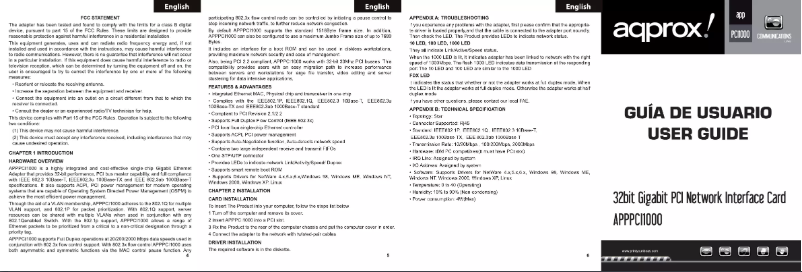 Page n°1 - Manuel utilisateur Approx APPPCI1000
