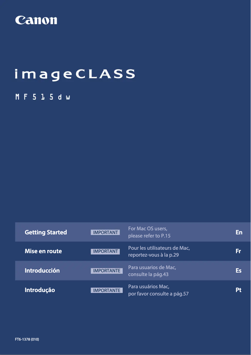 Page n°1 - Manuel utilisateur Canon imageCLASS MF515dw