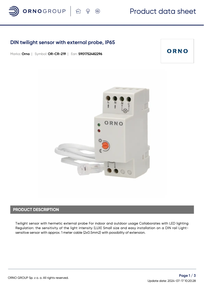 Image de la première page du manuel de l'appareil OR-CR-219