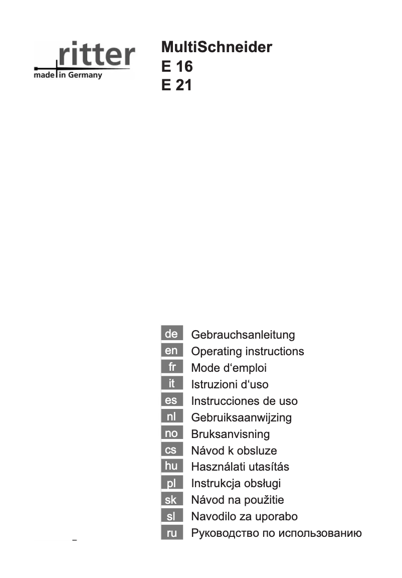 Image de la première page du manuel de l'appareil E 21