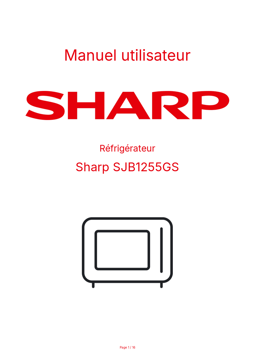 Page n°1 - Manuel utilisateur Sharp SJB1255GS