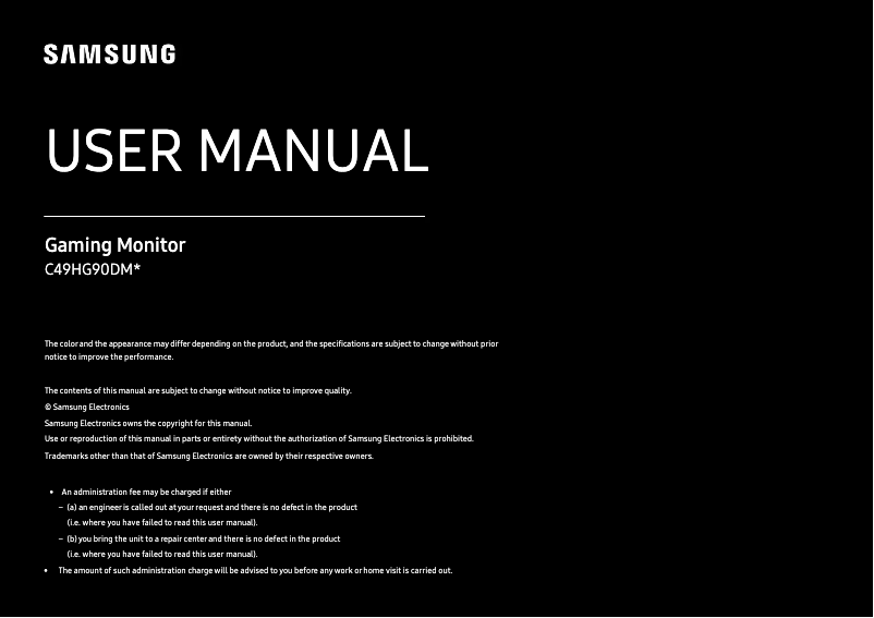 Page 1 de la notice Manuel utilisateur Samsung CHG90