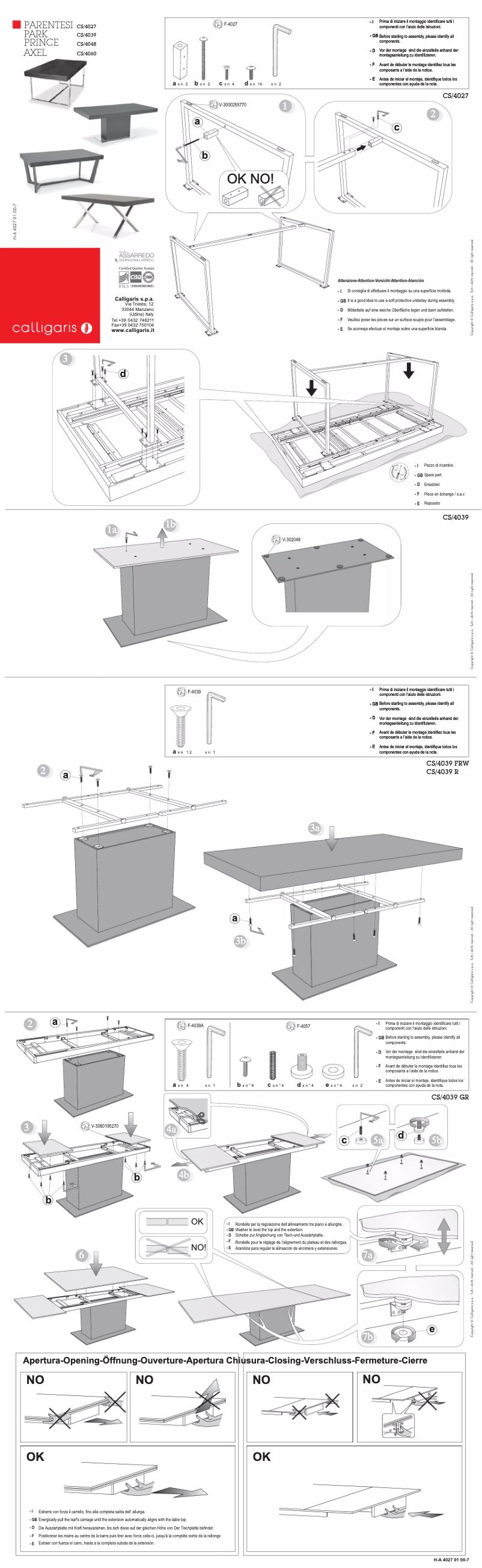Page n°1 - Manuel utilisateur Calligaris .com PARENTESI