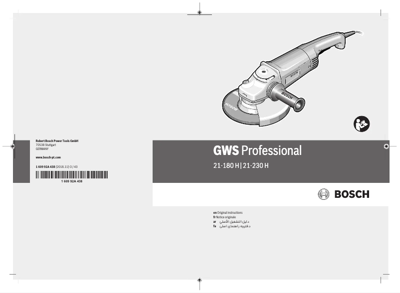 Page 1 de la notice Manuel utilisateur Bosch GWS 21-230 H Professional