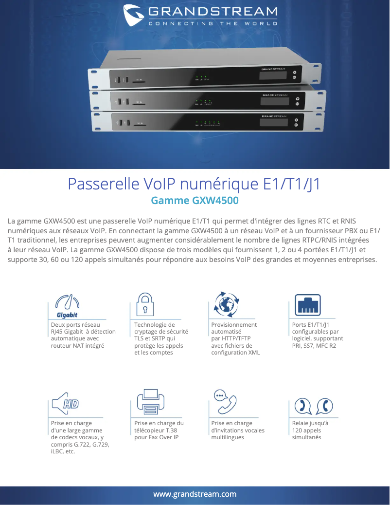 Image de la première page du manuel de l'appareil GXW4500