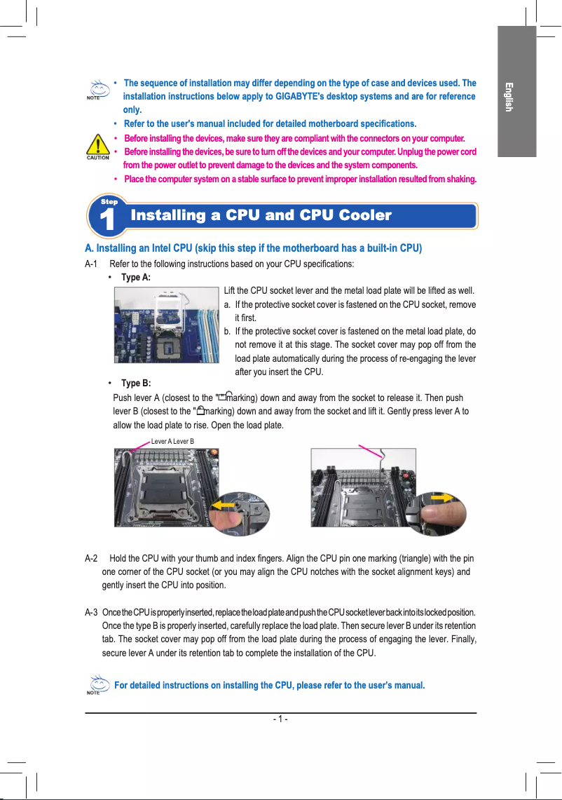 Imagen de la primera página del manual del dispositivo GA-H55M-S2HP