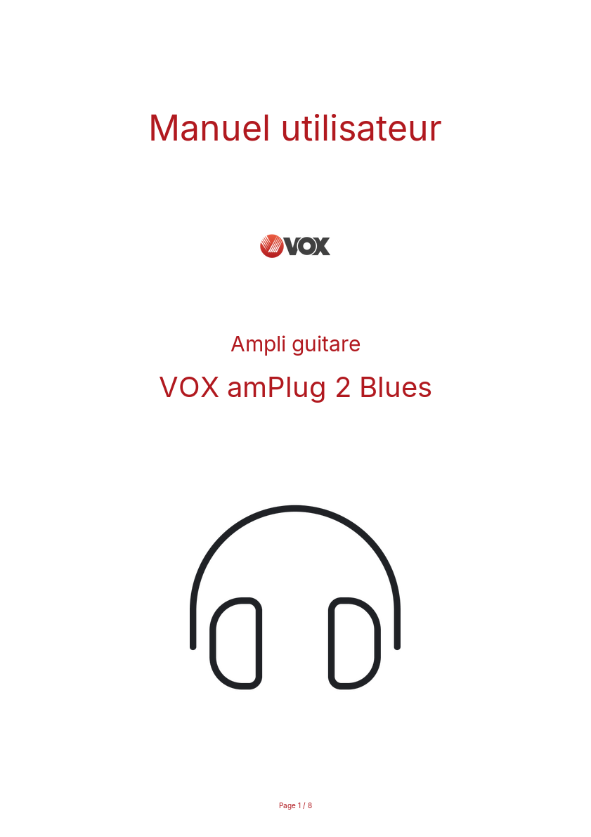 Page n°1 - Manuel utilisateur VOX amPlug 2 Blues