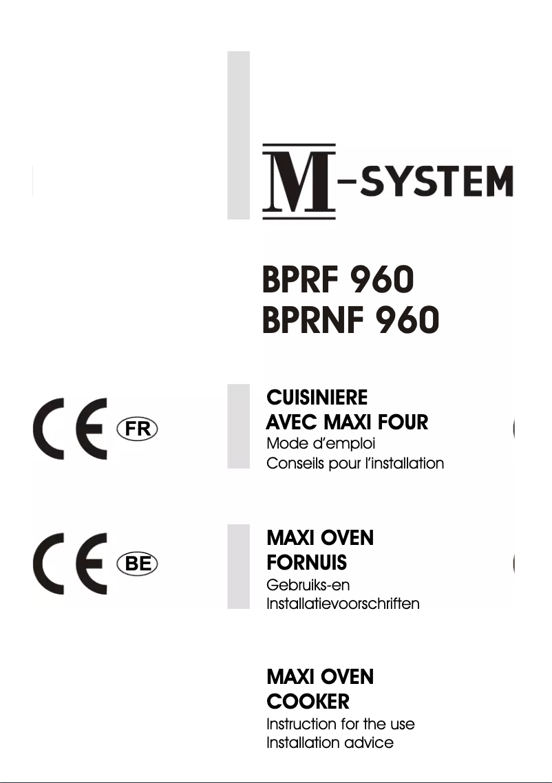 Page 1 de la notice Manuel utilisateur M-System BPRNF-960ANC