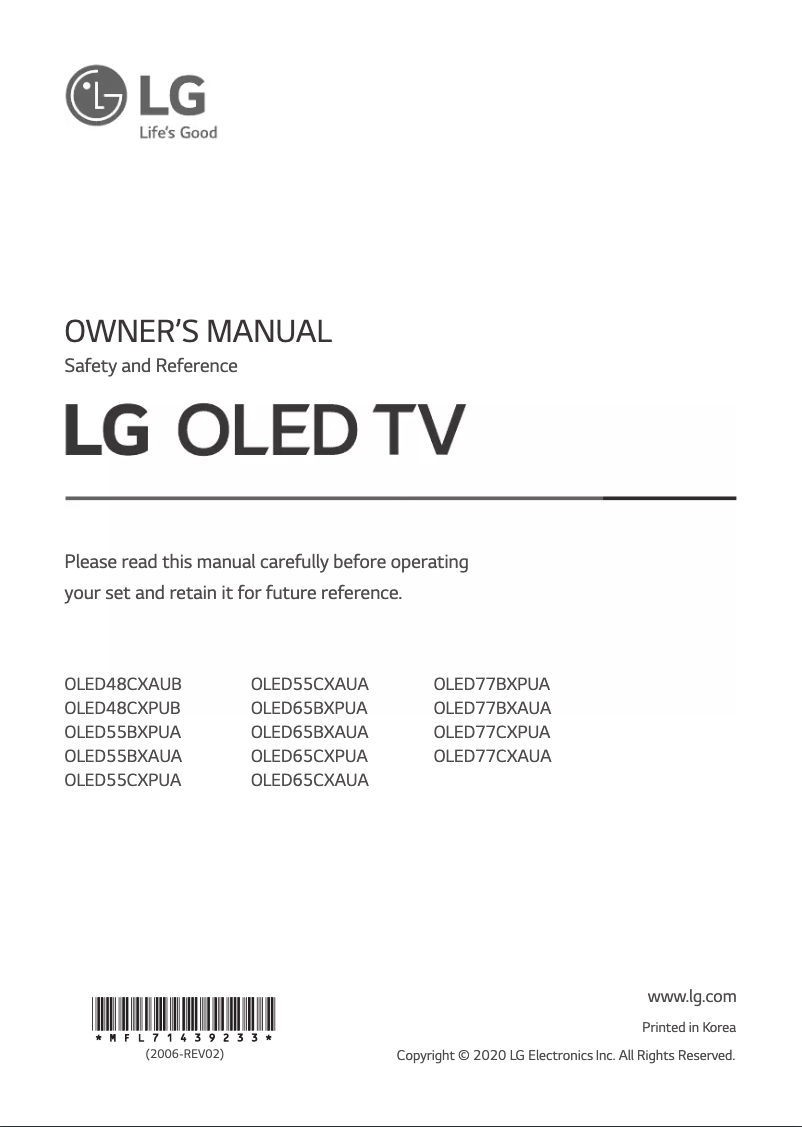 Página 1 del manual Manual de usuario LG OLED77CXPUA