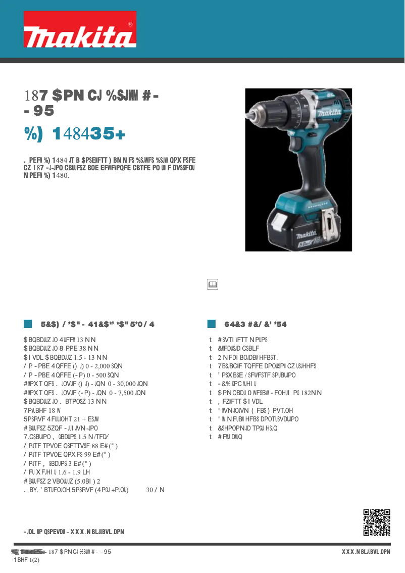 Página 1 del manual Ficha técnica Makita DHP484RTJ