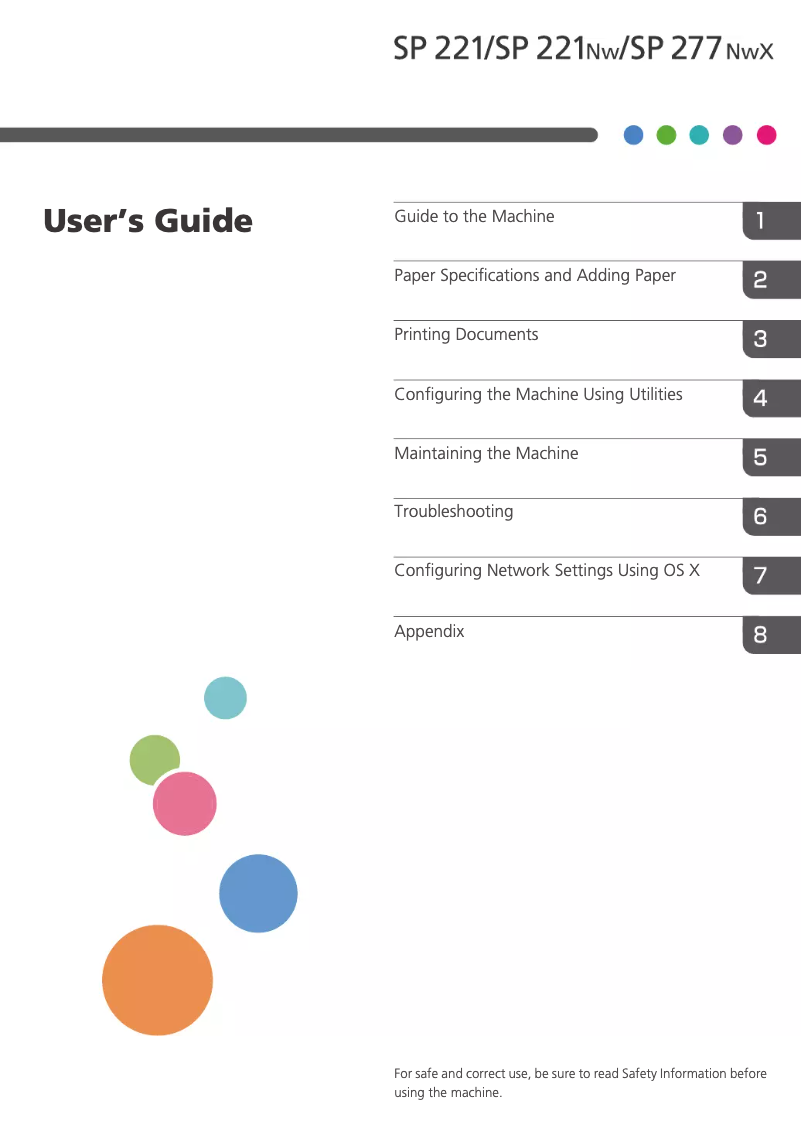 Image de la première page du manuel de l'appareil SP 277NwX
