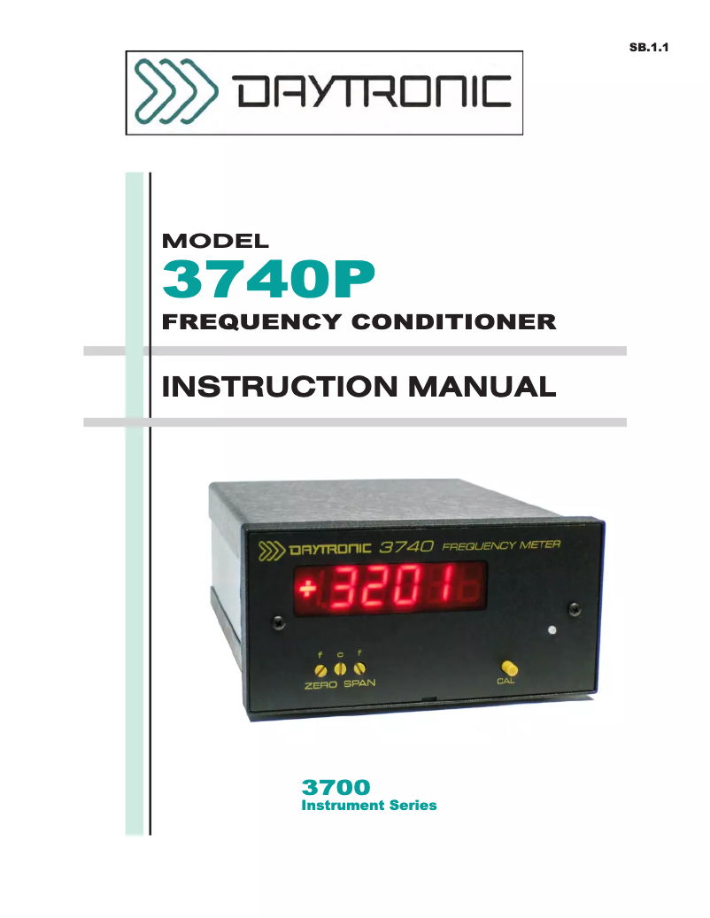 Page n°1 - Manuel utilisateur Daytronic 3740DCP