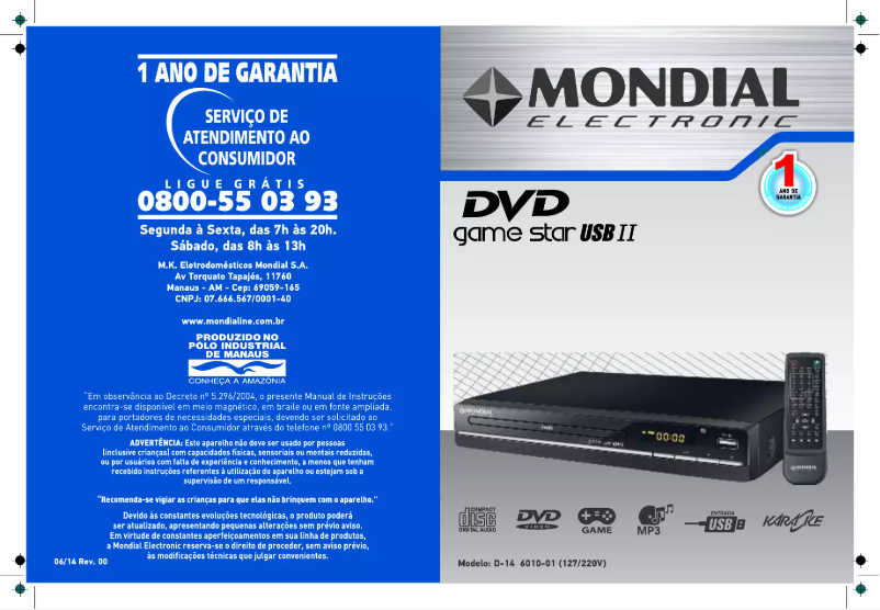 Page n°1 - Manuel utilisateur Mondial D-14