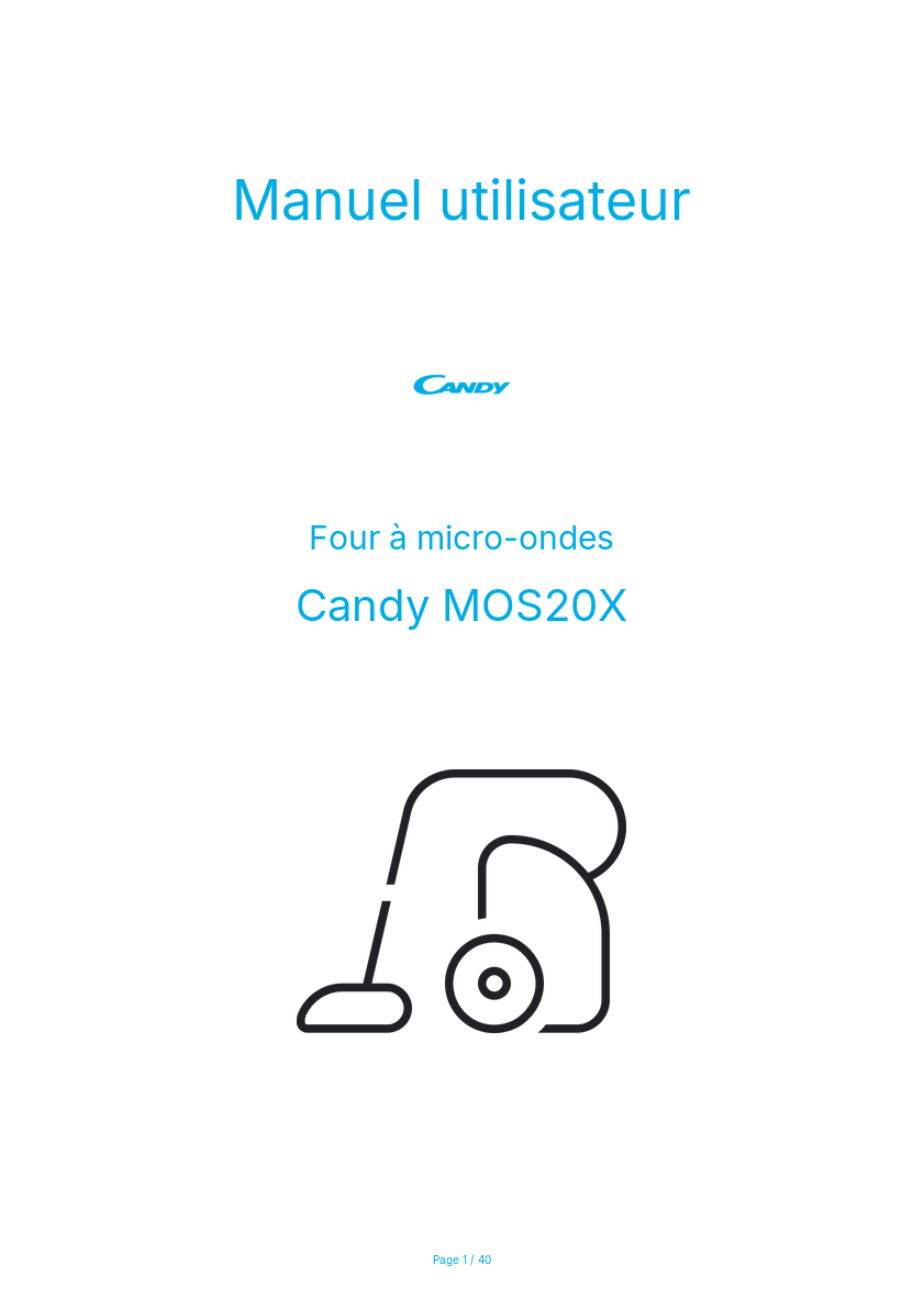 Page n°1 - Manuel utilisateur Candy MOS20X