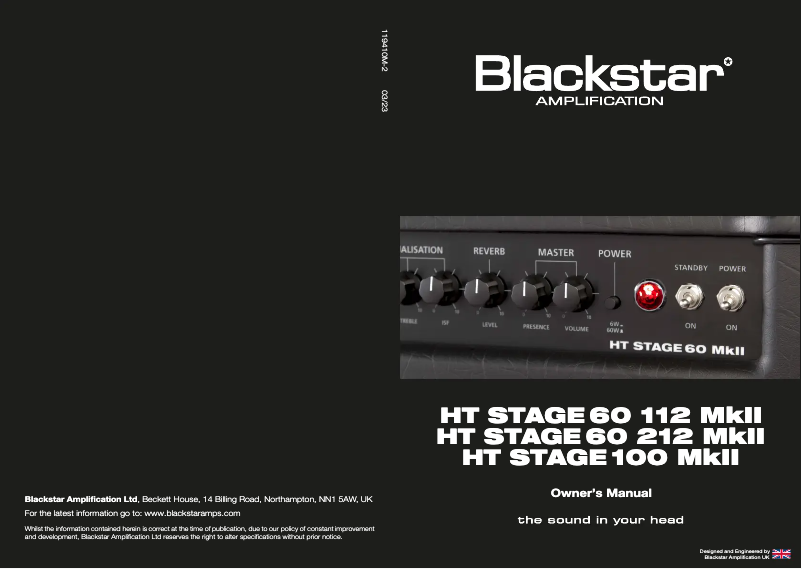 Page n°1 - Manuel utilisateur Blackstar HT Stage 100 MkII