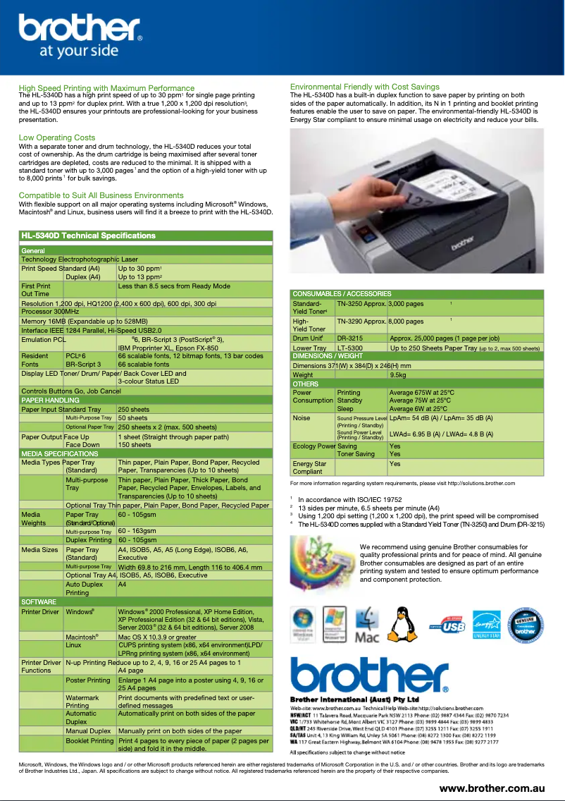 Image de la première page du manuel de l'appareil HL-5340D