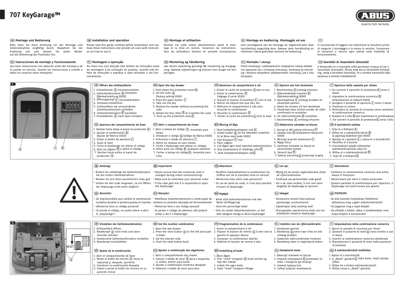 Page n°1 - Manuel utilisateur Abus KeyGarage 707