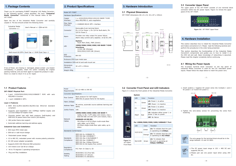 Page 1 de la notice Manuel utilisateur Planet IXT-705AT